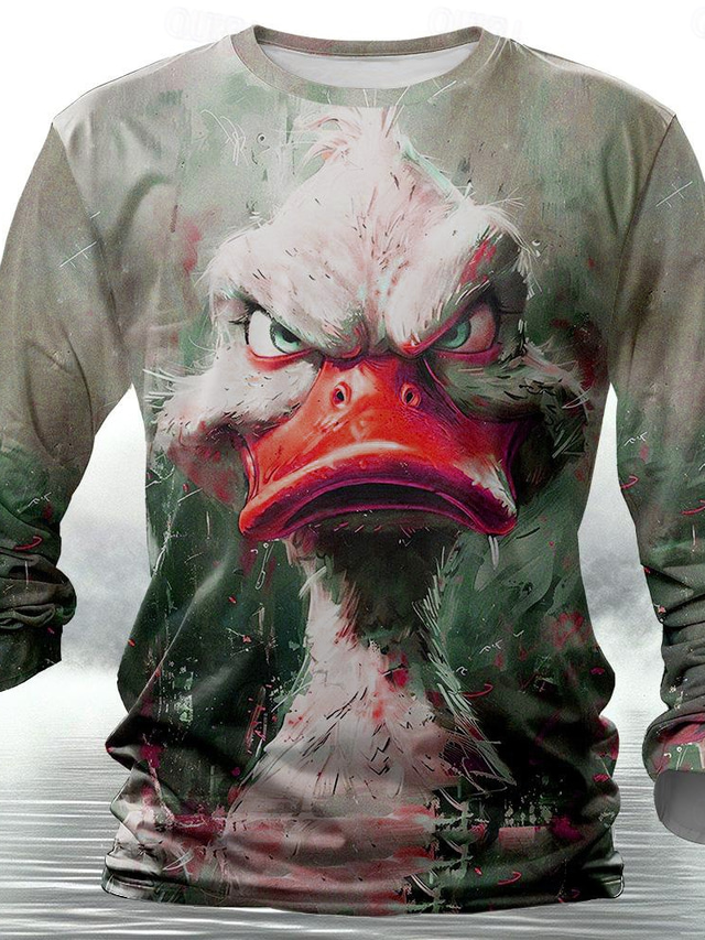  Men's Animal Funny T Shirt Henley Shirt Long Sleeve T shirt 3D Print Crew Neck Shirt Designer Retro Vintage Street Casual Daily Red Purple Green Summer Spring Fall Clothing Apparel S M L XL XXL 3XL