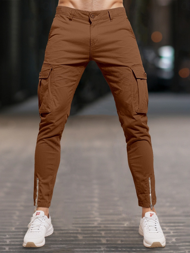  Per uomo Pantaloni cargo Pantaloni Chino Pantaloni estivi Pantaloni casual Cerniera Liscio Comfort Traspirante Lunghezza intera Informale Giornaliero Per eventi Di tendenza Essenziale Nero Bianco