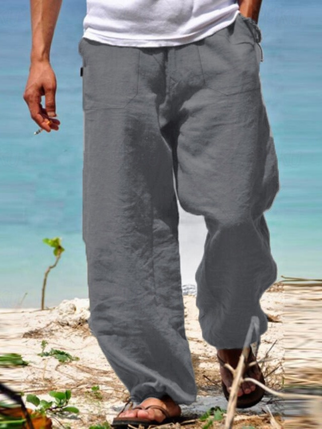  Per uomo Pantaloni Pantaloni estivi Pantaloni da spiaggia Vita elastica A zampa Gamba dritta Liscio Traspirante Morbido Yoga Informale Giornaliero Di tendenza Streetwear Morbido Nero Bianco