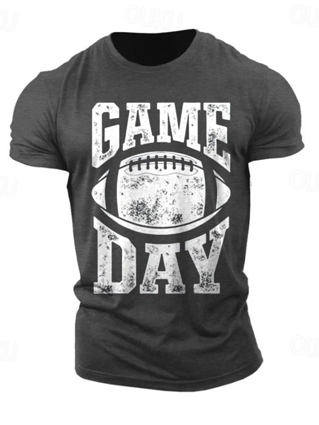  Men's Football Letter Print Sports T Shirt Tee Top 100% Cotton Short Sleeve Graphic Shirt Black Dark Grey Dark Blue Comfortable Tee Street Sports Outdoor Fashion Designer Clothing