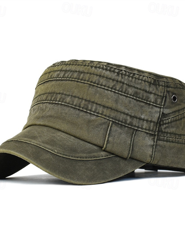  Men's Flat Cap Baseball Cap Sun Hat Trucker Hat Black Blue Cotton Patchwork Vintage Fashion Casual Street Daily Solid Color Adjustable Sunscreen Breathable