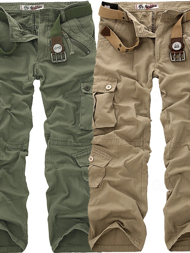 CUTeFiorino Pantalon cargo pour homme - Pantalon cargo de randonnée - 8 poches - Couleur unie