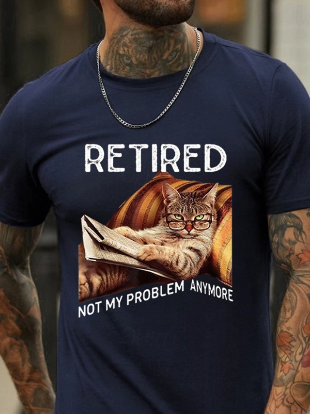  Men's Funny Letter Print Retired T Shirt Tee Top 100% Cotton Short Sleeve Graphic Shirt Black Wine Dark Blue Comfortable Tee Street Sports Outdoor Fashion Designer Clothing