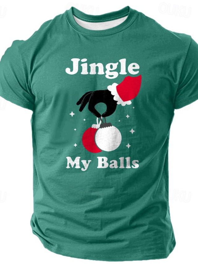  Christmas Men's Funny Christmas 3D T-shirts Ugly Funny Slang Casual Street Style 3D Print Tee Sports Outdoor Holiday Green Short Sleeve Crew Neck Spring & Summer Clothing Apparel S M L XL XXL XXXL