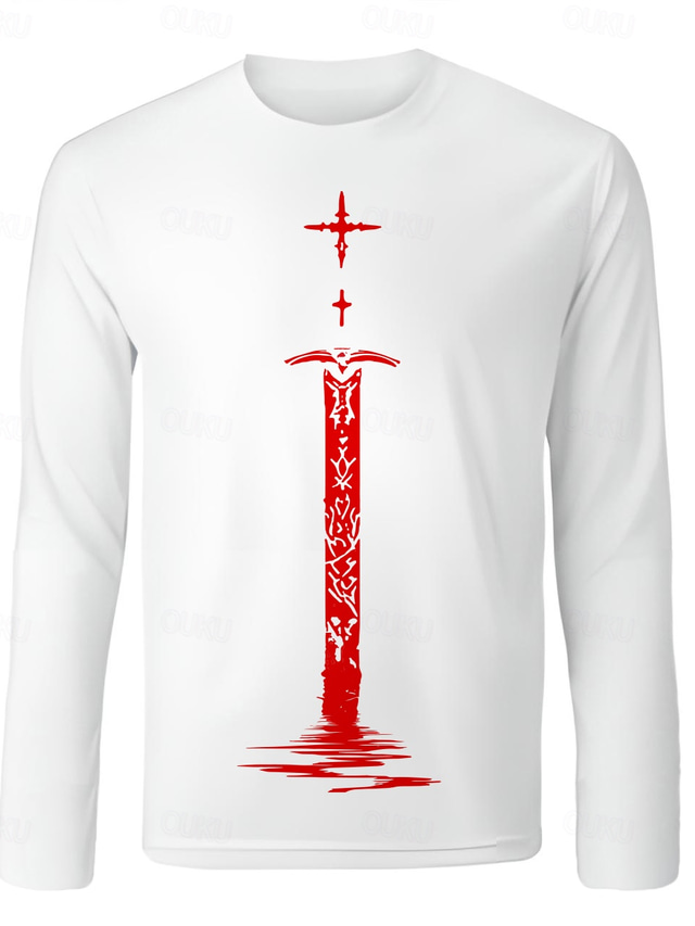  Men's T shirt Tee Cotton Shirt Graphic Tee Knights Templar T Shirts Cartoon Crew Neck Clothing Apparel Other Prints Party Outdoor Birthday Street Daily Long Sleeve Cotton Punk Fashion Cool Daily