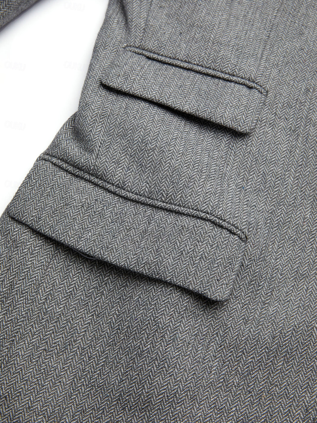 Men's Retro Vintage Tweed Blazer Herringbone Blazer Regular Plus Size