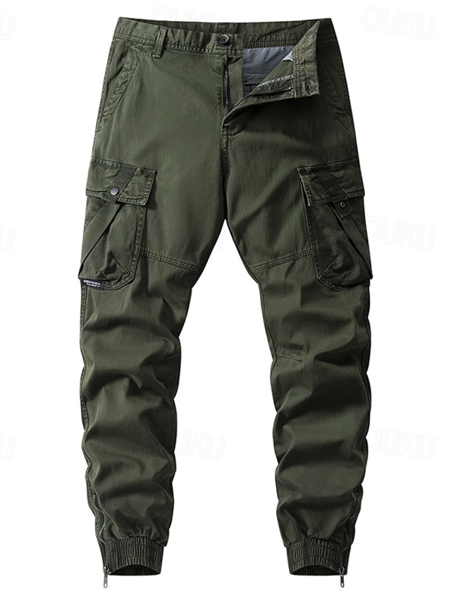  Men's Cargo Pants Trousers Buttons Multi Pocket Plain Quick Dry Moisture Wicking Full Length Outdoor Daily Camping & Hiking Fashion Classic Black Army Green