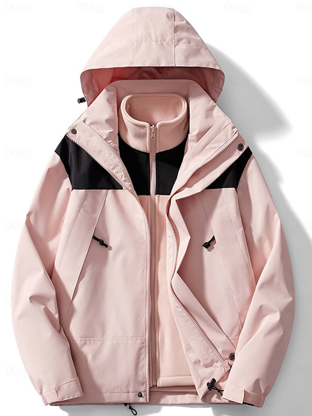  Women's Waterproof Rain Jacket with Hood Lightweight Hiking Jacket Gorpcore Windbreaker Outdoor Windproof Breathable Wear Resistance Jacket Top Full Zipper Hunting Climbing