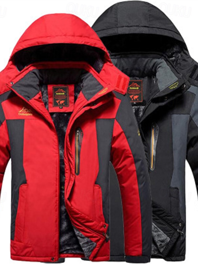  Per uomo Giacca da esterno Cappotto invernale Giacca in pile Giacca con cappuccio Giornaliero Da mare Tenere al caldo Antivento Tasche Cappuccio staccabile Primavera & Autunno Color Block Di tendenza