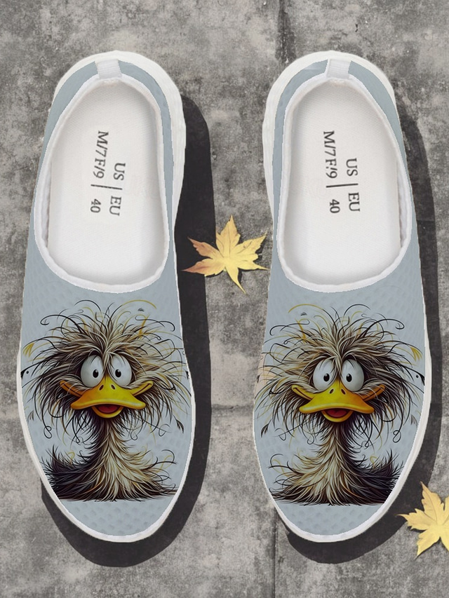  Men's Funny Cartoon Duck Slip-On Mesh Shoes – Lightweight Breathable Casual Loafers for Summer and Outdoor Activities