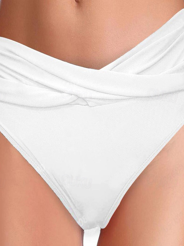  Per donna Costumi da bagno Parte inferiore del bikini Costume da bagno Vita alta Festività Abbigliamento mare Tinta unica Senza maniche Costumi da bagno