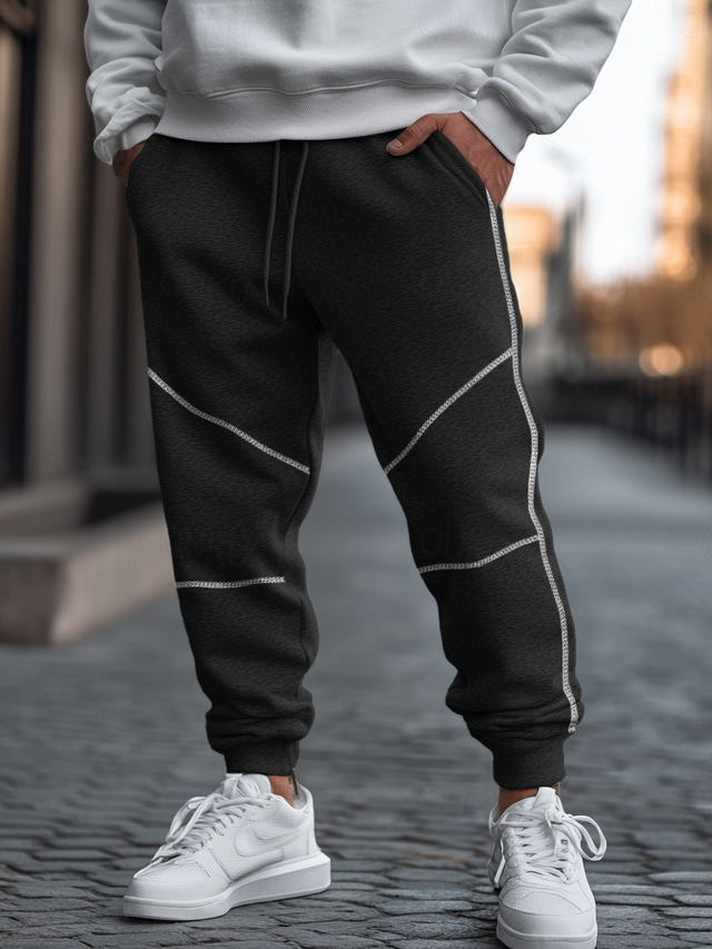  Men's Sweatpants Joggers Trousers Pocket Plain Soft Outdoor Full Length Casual Daily Weekend Sports Fashion Black Light Grey Micro-elastic