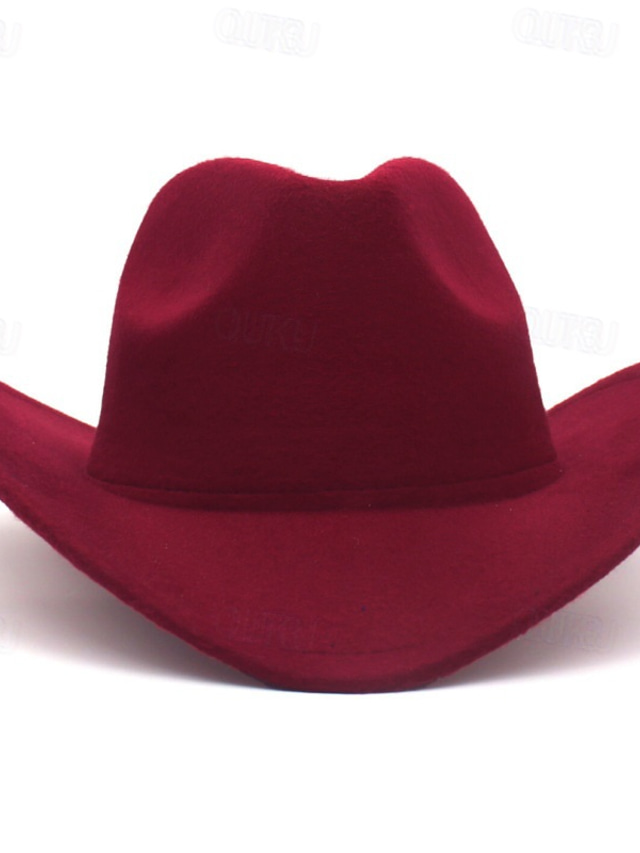  Men's Kentucky Derby Hat Sun Hat Cowboy Hat Fedora Trilby Hat Black Red Woolen Vintage Style Fashion 18th Century State of Texas Daily Theme Party Solid / Plain Color Sunscreen Cosplay