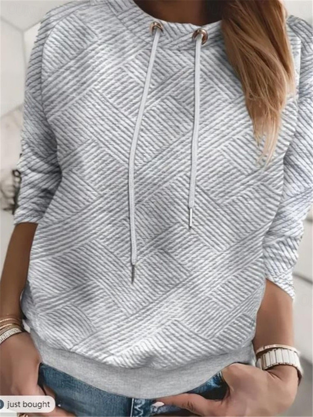  Women's Hoodie Sweatshirt Casual Street Dailywear Hoodie Long Sleeve Gray Fall Winter