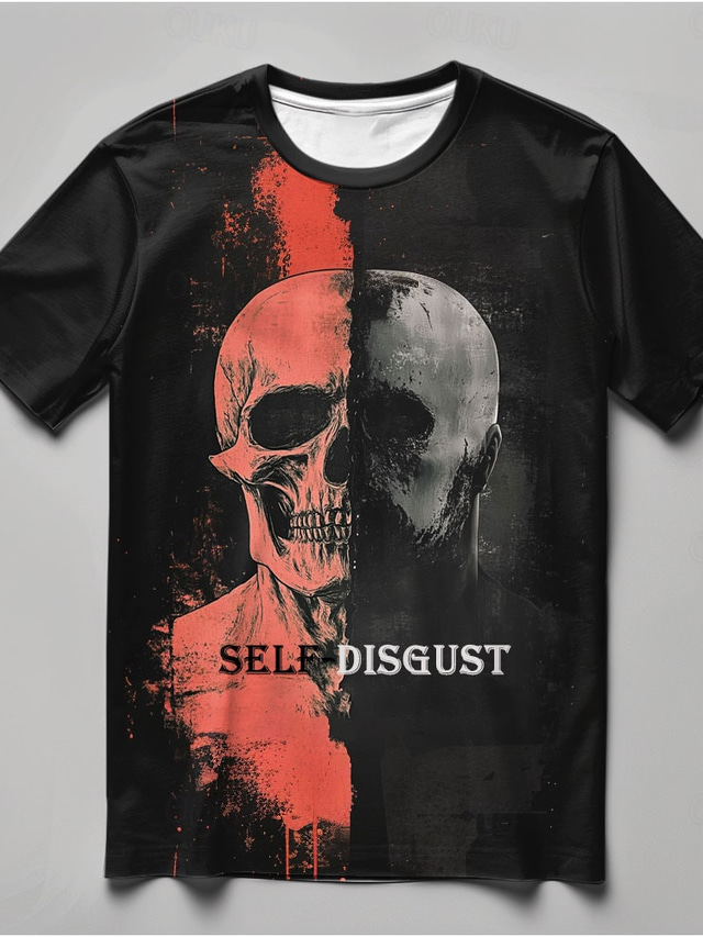  Men's Skull T shirt Short Sleeve T shirt 3D Print Crew Neck Shirt Fashion Athleisure Street Sports Outdoor Daily Black Summer Spring Clothing Apparel S M L XL XXL XXXL