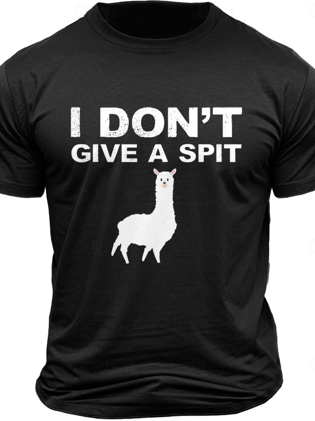  Men's Letter Printed Alpaca T Shirt 100% Cotton Short Sleeve Graphic Shirt Black Deep Blue Army Green Comfortable Tee Vacation Street Fashion Designer Clothing