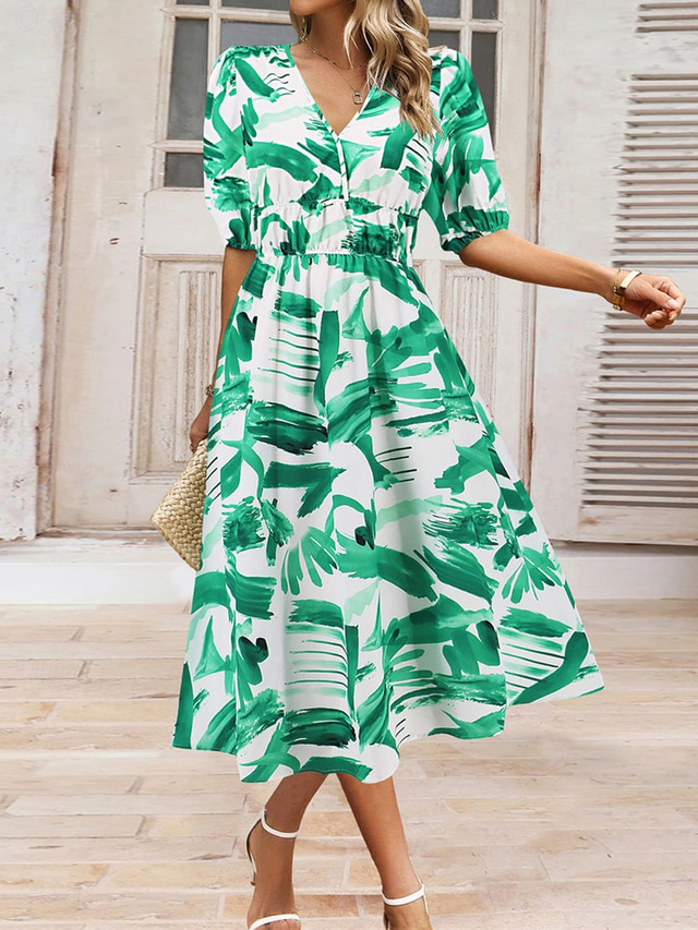  Women's Floral V Neck Maxi Dress Short Sleeve Summer Spring