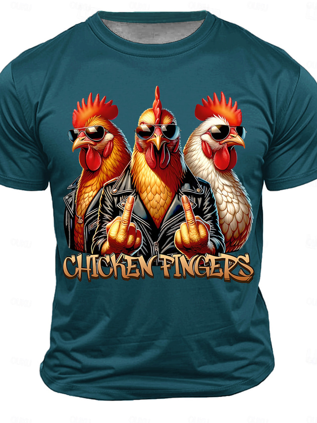  Men's Rooster T shirt Short Sleeve T shirt 3D Print Crew Neck Shirt Fashion Athleisure Street Sports Outdoor Daily Black White Red Summer Spring Clothing Apparel S M L XL XXL XXXL