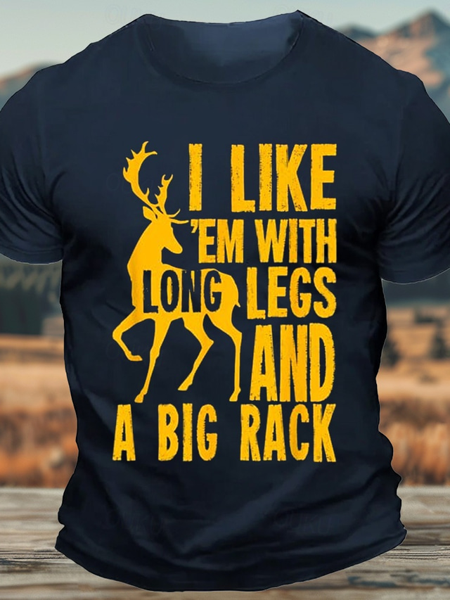  Men's Funny Hunting Deer T Shirt Tee Top 100% Cotton Short Sleeve Graphic Shirt Black Army Green Dark Blue Comfortable Tee Street Sports Outdoor Fashion Designer Clothing