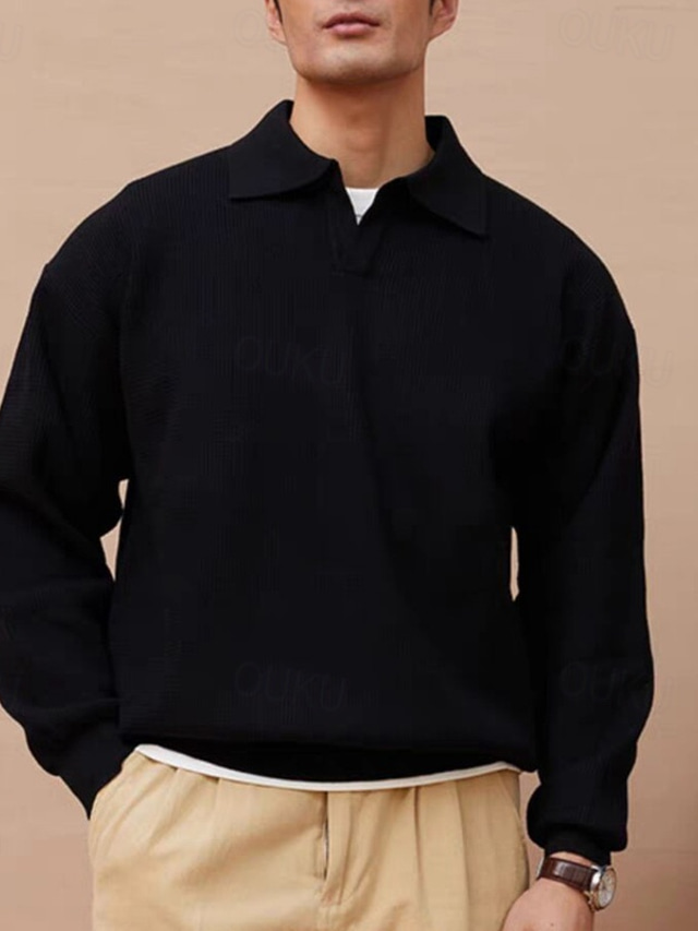  Men's Button Up Polos Golf Shirt Casual Sports Lapel Long Sleeve Fashion Basic Plain Quick Dry Novelty Spring Fall Black Apricot Gray Button Up Polos