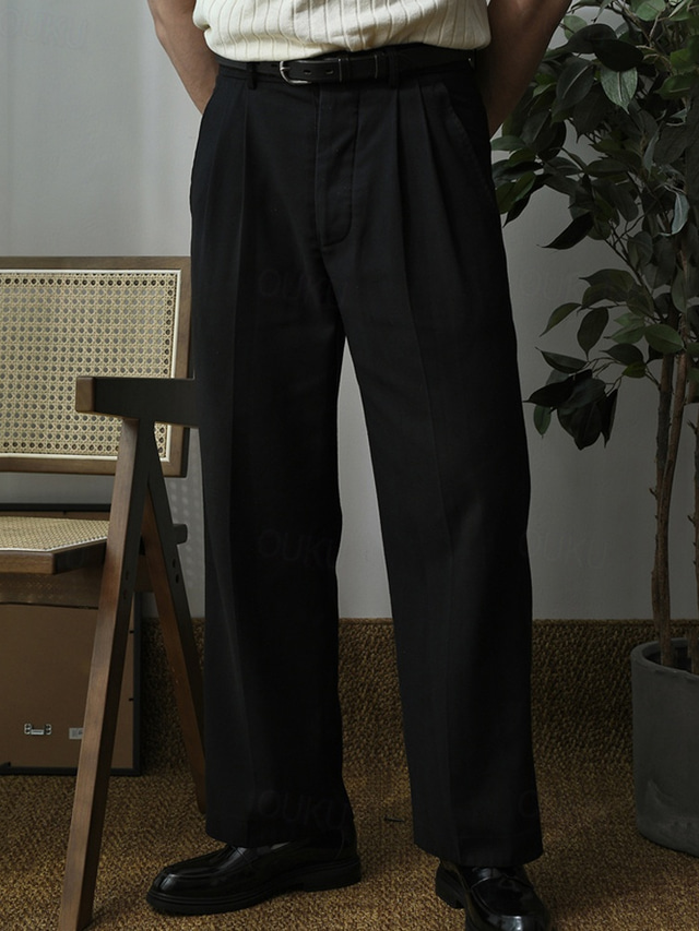  Herren Abschlußfeier Anzughose Hose Chinos Knöpfe Tasche Gerader Schnitt Einfach Komfort Formell Party Arbeit Mode Klassicher Stil Schwarz Khaki Mikroelastisch