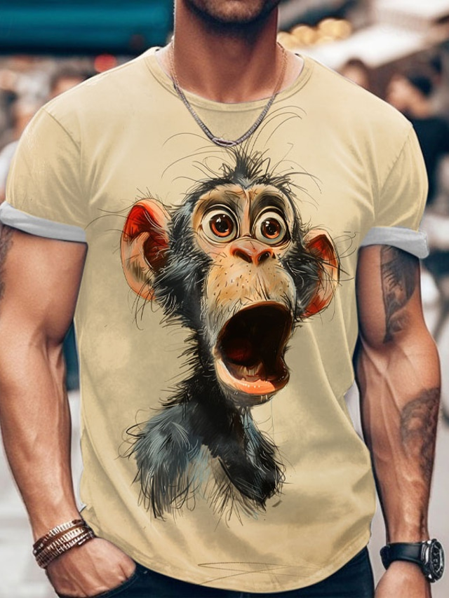  Bărbați Animal Amuzant Tricou Manșon scurt Tricou Tipărire 3D Stil Nautic Cămașă Exagerat Designer Petrecere Concediu Kaki Vară Primăvară Îmbrăcăminte S M L XL XXL XXXL