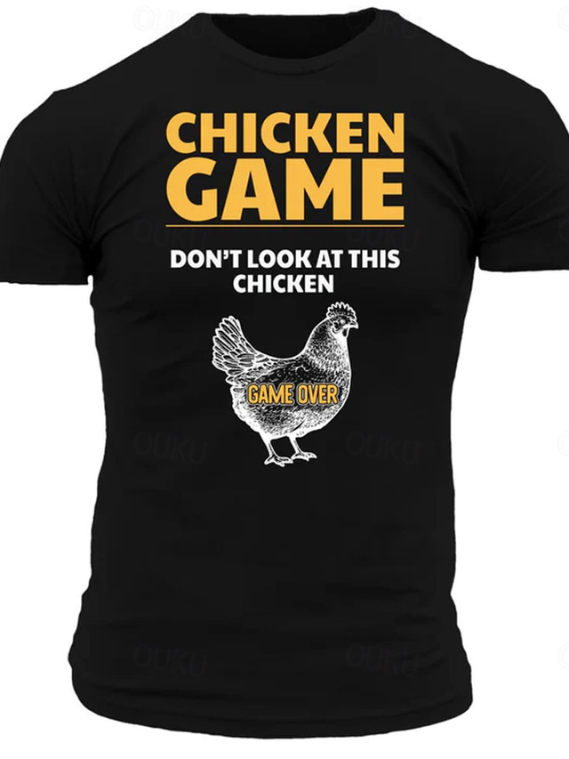  Men's Game Funny Chicken T Shirt Tee Top 100% Cotton Short Sleeve Graphic Shirt Black Dark Grey Dark Blue Comfortable Tee Vacation Street Fashion Designer Clothing