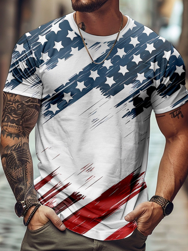  Veterans Day Men's Patriot Patriotic Veteran American US Flag T Shirt Short Sleeve T shirt 3D Print Crew Neck Shirt Daily Military Street Daily White Summer Spring Clothing Apparel S M L XL XXL