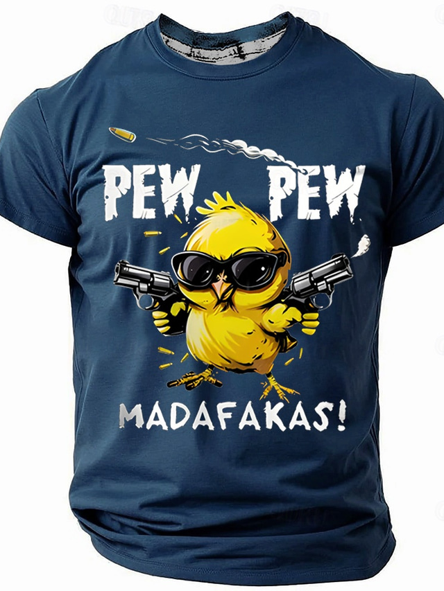  Men's Funny Pew Pew Madafacas Chick with Guns Graphic T-Shirt Edgy Humor Tee