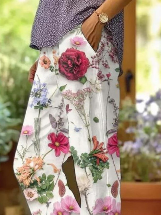Women's Cotton Linen Pants Baggy Pants Linen Like Fashion Streetwear ...