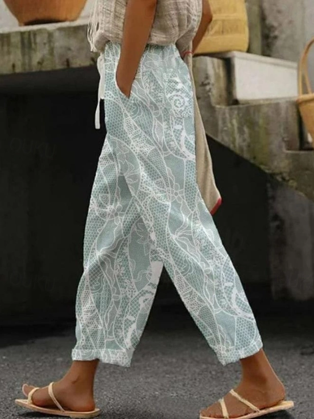 Women's Cotton Linen Pants Baggy Pants Linen Like Fashion Streetwear ...