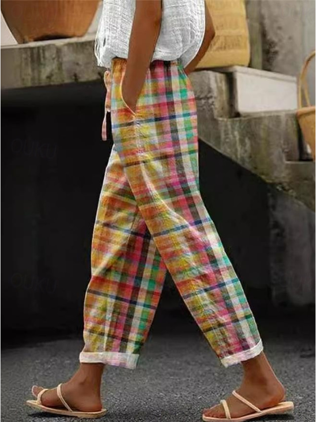 Daily Buff Women's Cotton Linen Pants Baggy Pants Linen Like Fashion Full Length ...