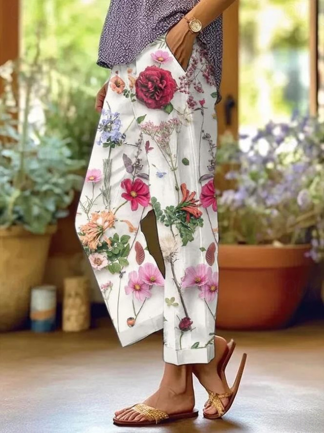 Women's Cotton Linen Pants Baggy Pants Linen Like Fashion Streetwear ...