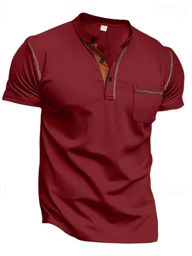  Men's Golf Shirt Golf Polos Shirts Work Casual Stand Collar Short Sleeve Basic Modern Color Block Patchwork Buttons Summer Spring Regular Fit Black White Wine Dark Navy Khaki Army Green Golf Shirt