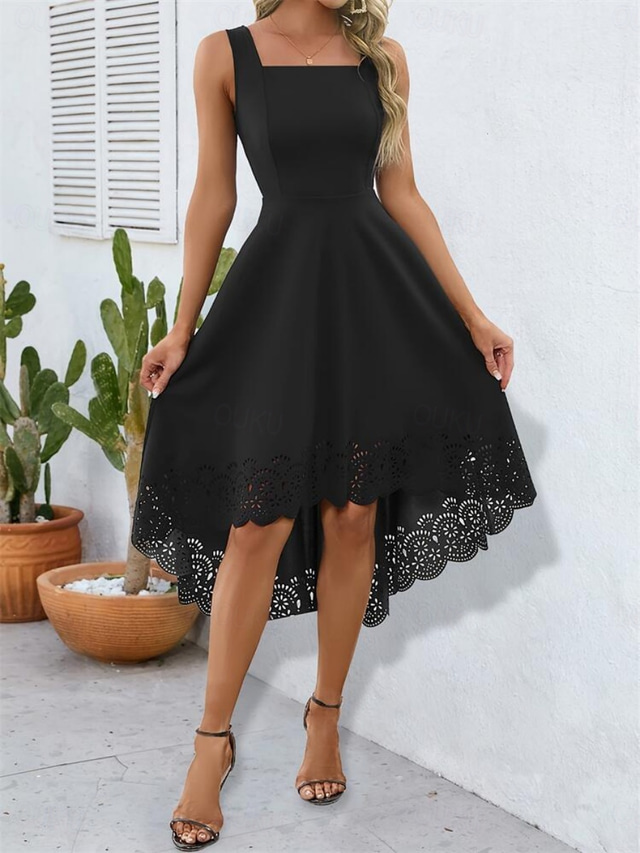  Dámské Mini šaty Šaty na promoci Šaty na párty Letní šaty Slip Dress Elegantní Módní Párty Svatební host Koktejlový večírek Běžný Bez vzoru Bez rukávů Špagetová ramínka Černá Fialová Léto