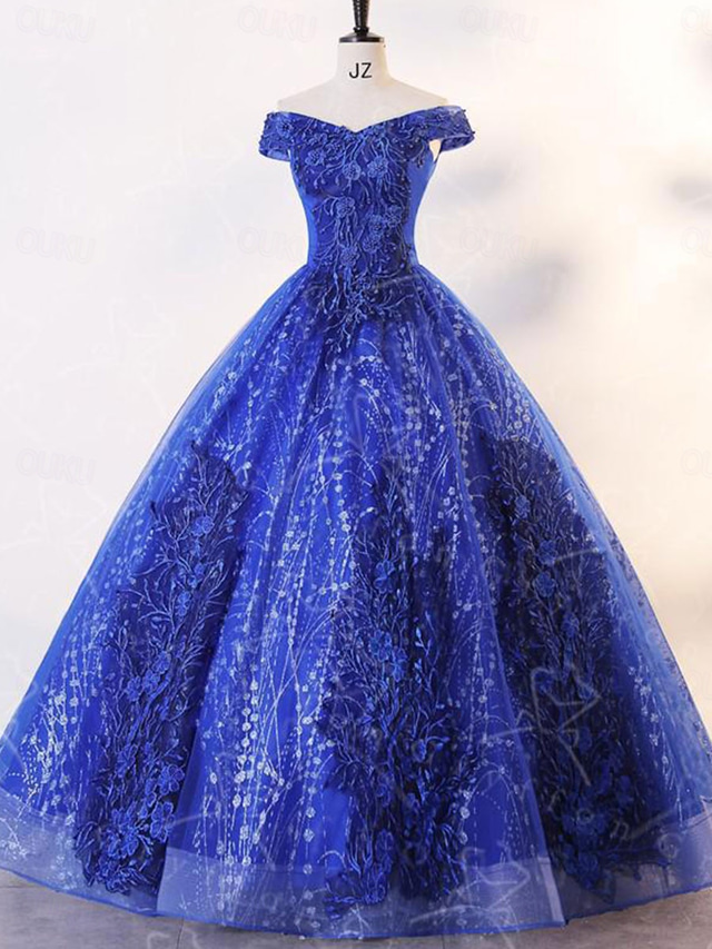 Ball Gown A-Line Quinceanera Dresses Elegant Dress Wedding Wedding Guest Floor Length Sleeveless Off Shoulder Lace Backless with Pleats Sequin