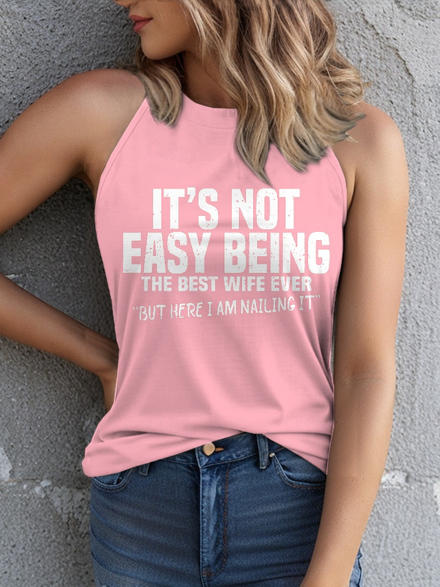  Women's Camisole Tank Top Graphic Letter Stylish Casual Sleeveless Crew Neck Regular Tops Daily Print Black Pink Blue Green Summer