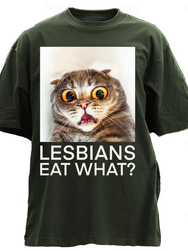 Men's Cat T Shirt Half Sleeve T shirt 3D Print Crew Neck Shirt Designer Casual Party Holiday Deep Purple Black Green Summer Spring Clothing Apparel S M L XL XXL XXXL