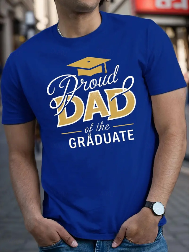  Men's Senior Tee Grad Tee Graduation Tee Tee Short Sleeve Crewneck Spring & Summer Letter Print Fashion Designer Print Vacation Street Going out Navy Black Grey Top Tee for Men