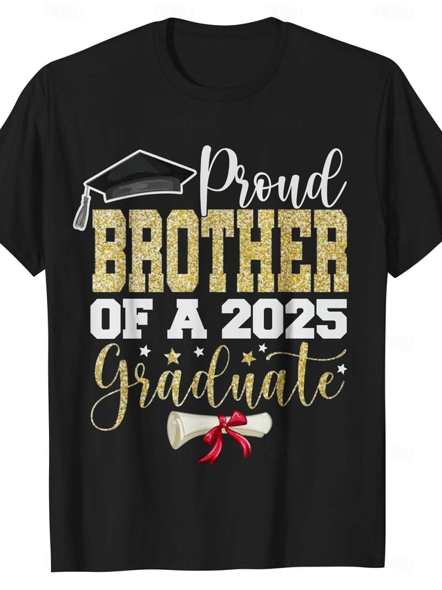  Men's Senior Tee Grad Tee Graduation Tee Tee Short Sleeve Crewneck Spring & Summer Letter Print Fashion Designer Print Vacation Street Going out Navy White Black Top Tee for Men