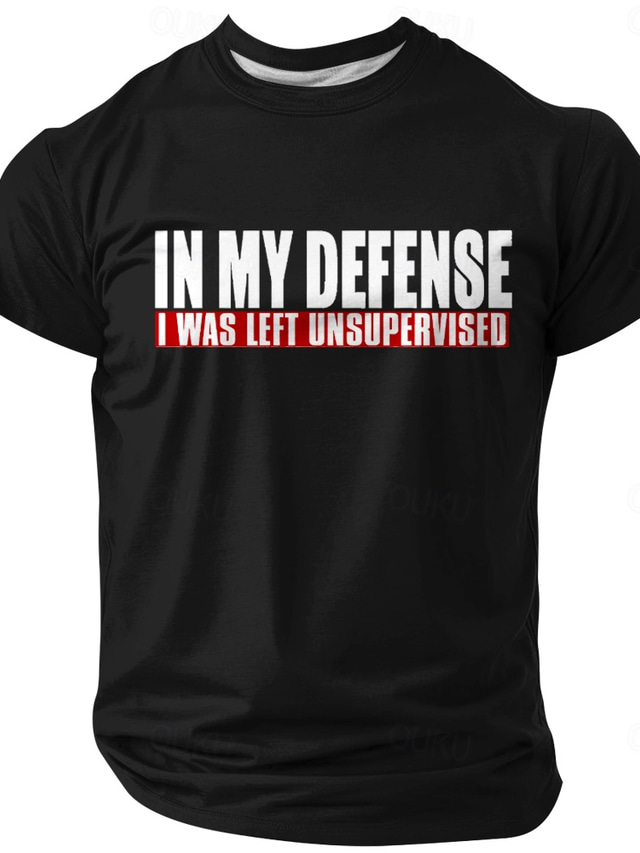  Men's Short Sleeve T-Shirt: 'In My Defense I Was Left Unsupervised' Funny Sarcastic Graphic Tee