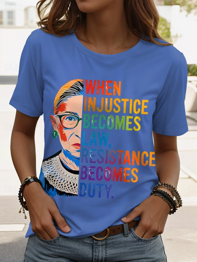  Femmes T-shirt Graphique Lettre Élégant Classique Occasionnel Manche Courte Col ras du cou Hauts Réguliers Quotidien Imprimé Noir Blanche Rose Claire Bleu Violet Été Printemps