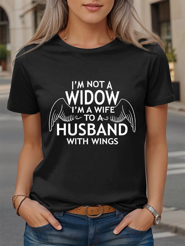 Women's T Shirt Graphic Letter Vintage Stylish Classic Short Sleeve Crew Neck Round Neck Regular Tops Daily Print Black Purple Brown Green Summer Wife Husband
