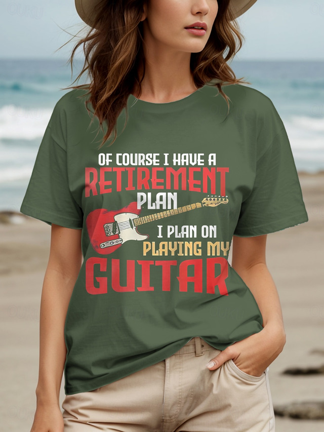  Music Festival Women's T Shirt Graphic Letter Vintage Stylish Classic Short Sleeve Crew Neck Round Neck Regular Tops Daily Weekend Beach Wear Print Black Blue Green Gray Summer Spring