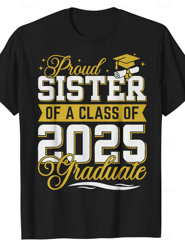  Men's Senior Tee Grad Tee Graduation Tee Tee Short Sleeve Crewneck Spring & Summer Letter Print Fashion Designer Print Vacation Street Going out Navy White Black Top Tee for Men