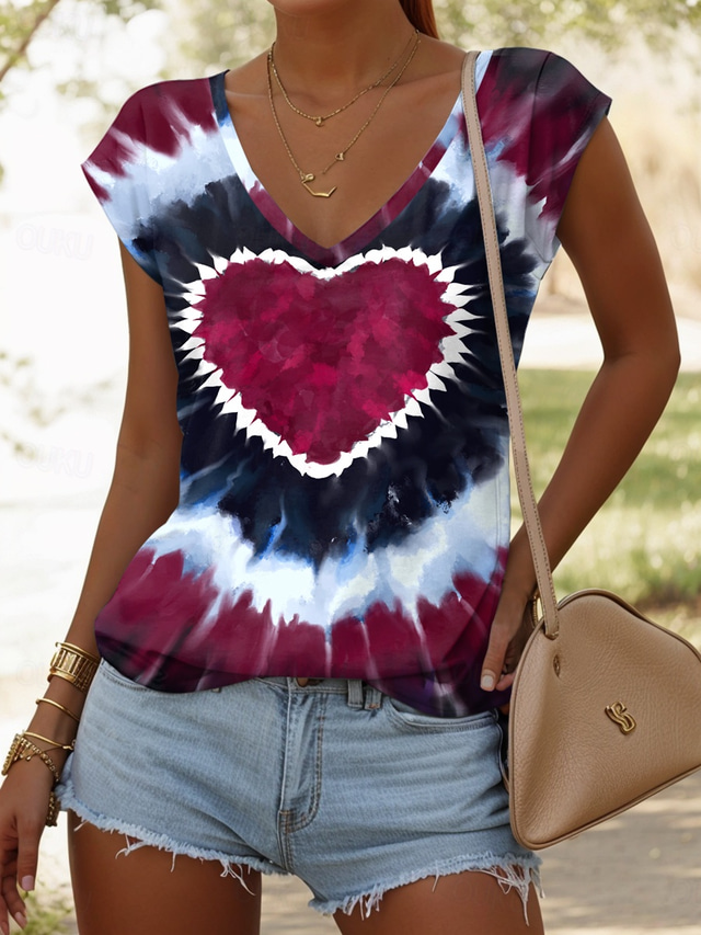 Women's Camisole Tank Top Graphic Tie Dye Tropical Stylish Casual Sleeveless V Neck Regular Tops Daily Print Blue Summer Spring
