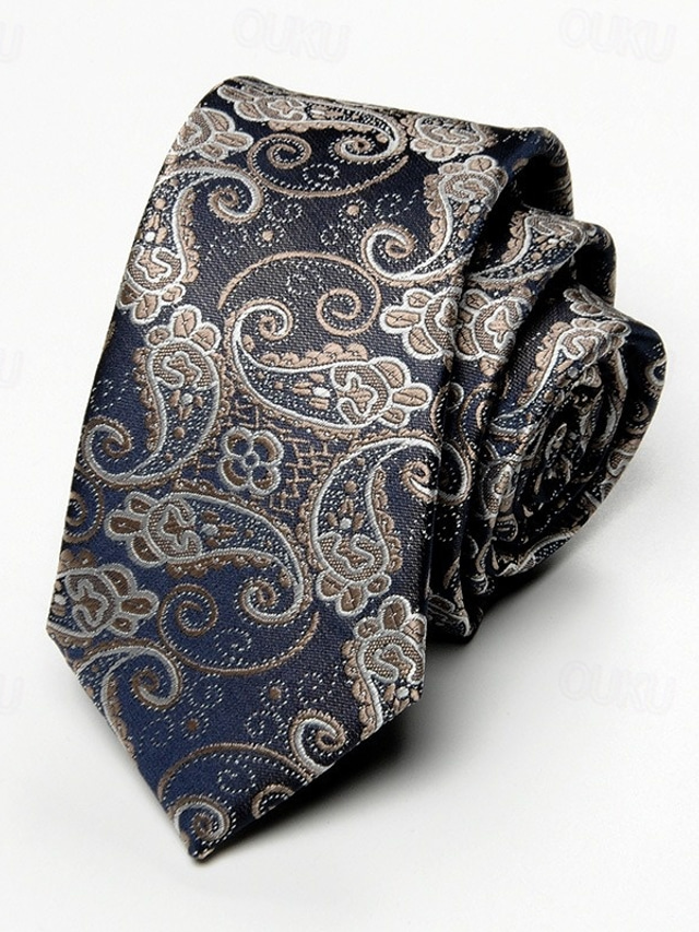  Men's Vintage Ties Wedding Party Patterned Tie with Floral Printed Black Yellow Red