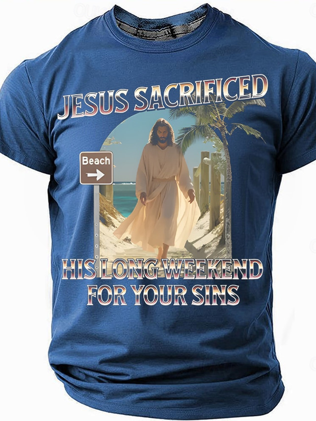  Easter Men's Jesus Christian T Shirt Short Sleeve T shirt 3D Print Crew Neck Shirt Fashion Daily Designer Party Street Casual Black Blue Green Summer Spring All Seasons Clothing Apparel S M L XL XXL
