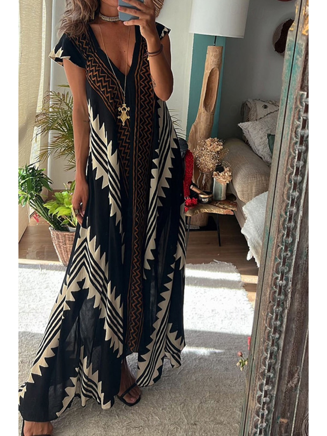  Women's Midi Dress Cocktail Dress Floral Dress Boho Dress Fashion Modern Vacation Tea Party Going out Regular Fit Flower Sleeveless V Neck Black Wine Blue Dark Green Summer