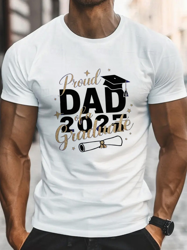  Men's Senior Tee Grad Tee Graduation Tee Tee Short Sleeve Crewneck Spring & Summer Letter Print Fashion Designer Print Vacation Street Going out Navy White Grey Top Tee for Men